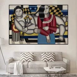 Woman Holding Flowers by Fernand Léger Printed on Canvas