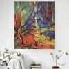 Deer in Woods by Franz Marc Printed on Canvas