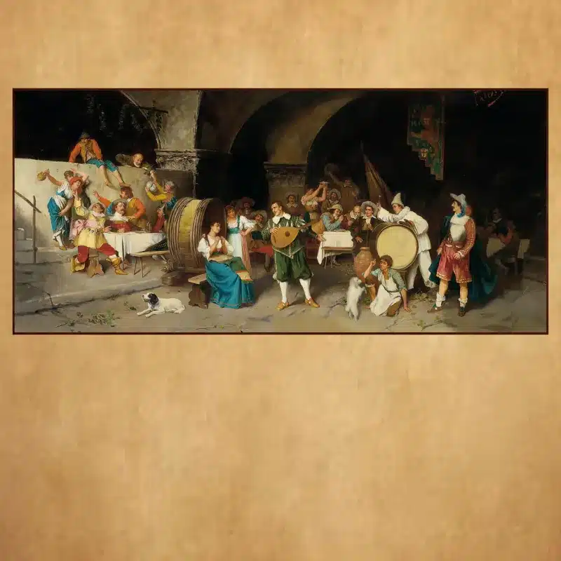 Fiesta in the Tavern by Luis Ricardo Falero Printed on Canvas