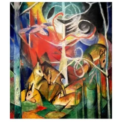 Painting by Franz Marc 1913 Deer in Forest 1, (C)