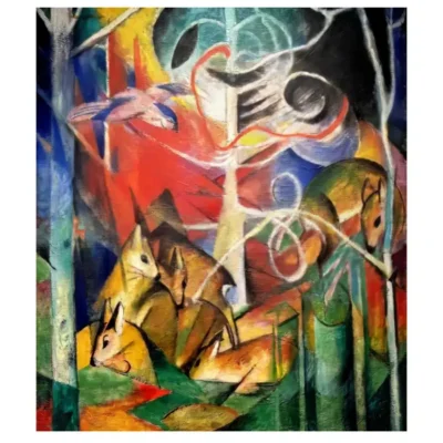 Painting by Franz Marc 1913 Deer in Forest 1, (C)
