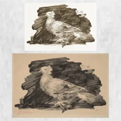 Pigeon With Gray Background by Pablo Picasso Printed on Canvas