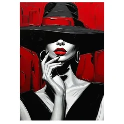 The Woman With the Red Lips and the Black Hat