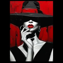 The Woman With the Red Lips and the Black Hat