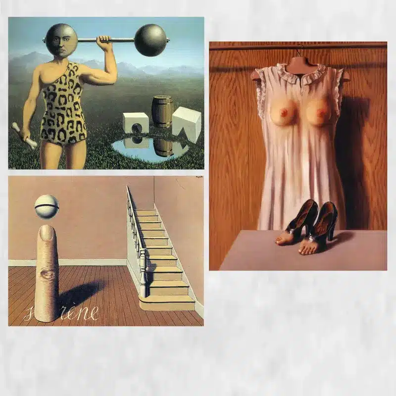 Three Paintings by René Magritte Printed on Canvas