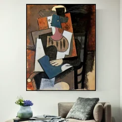 Woman With Feather Hat by Pablo Picasso Printed on Canvas