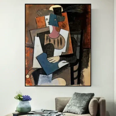 Woman With Feather Hat by Pablo Picasso Printed on Canvas