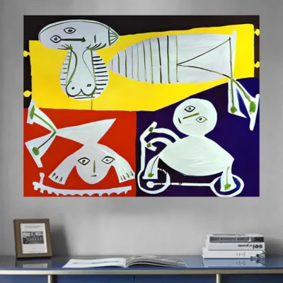 Francoise Gilot With Claude and Paloma by Pablo Picasso Printed on Canvas