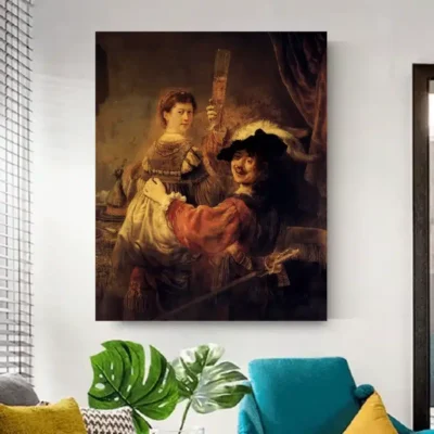 Rembrandt 1635 Self-Portrait with Saskia in the Parable of the Prodigal Son Printed on Canvas