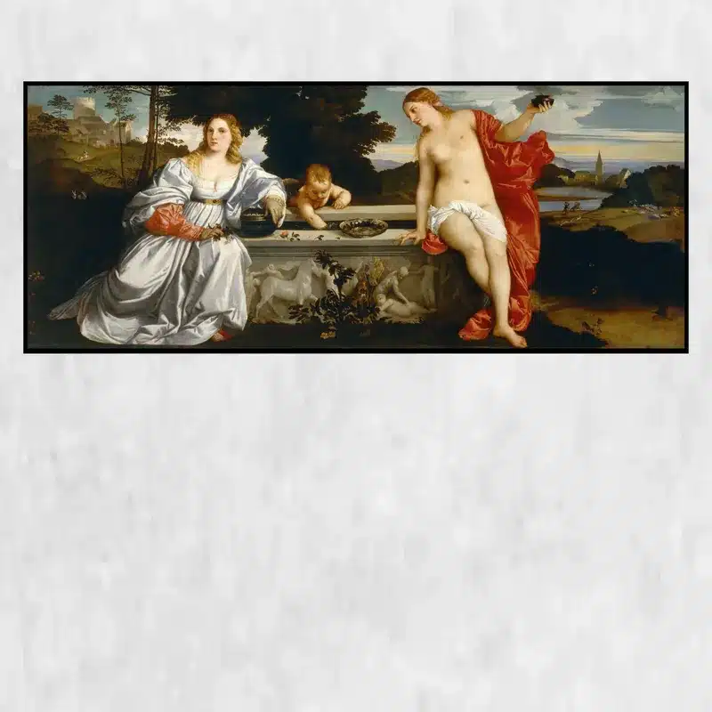 Sacred and Profane Love by Titian Printed on Canvas