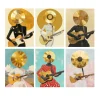 Guitarist With a Golden Record Head Printed on Canvas