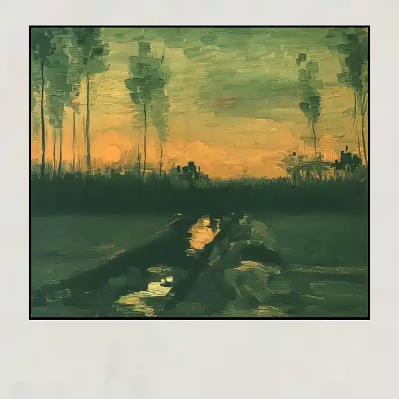 Landscape at Dusk by Vincent van Gogh Printed on Canvas