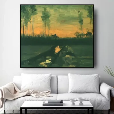 Landscape at Dusk by Vincent van Gogh Printed on Canvas