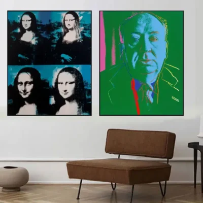 Mona Lisa Four Times and Hitchcock by Andy Warhol Printed on Canvas