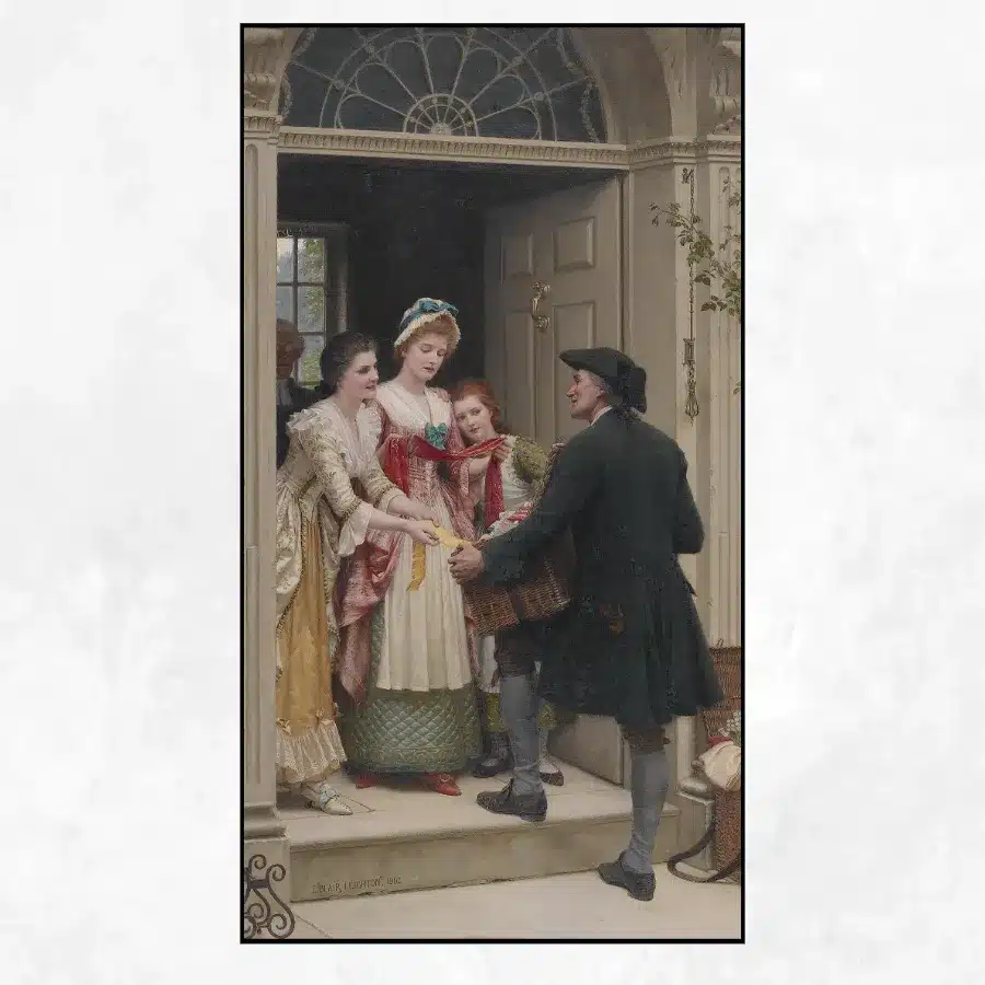 Ribbons and Laces for Very Pretty Faces by Edmund Leighton Printed on Canvas