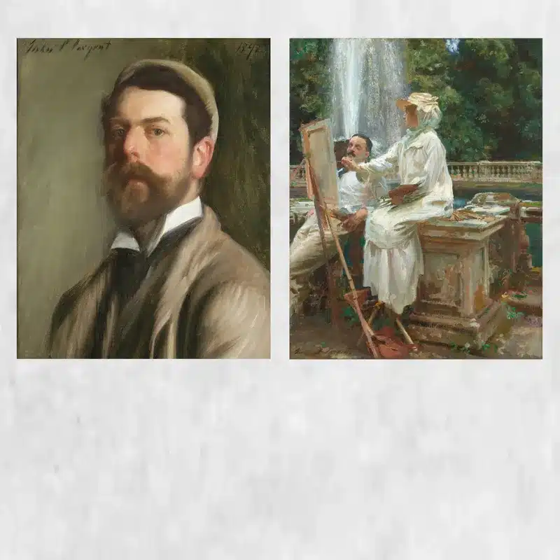 Self-portrait and The Fountain by John Singer Printed on Canvas