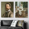 Self-portrait and The Fountain by John Singer Printed on Canvas