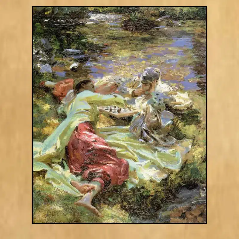 The Chess Game by John Singer Sargent Printed on Canvas