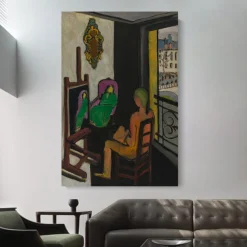 The Painter and His Model by Henri Matisse Printed on Canvas
