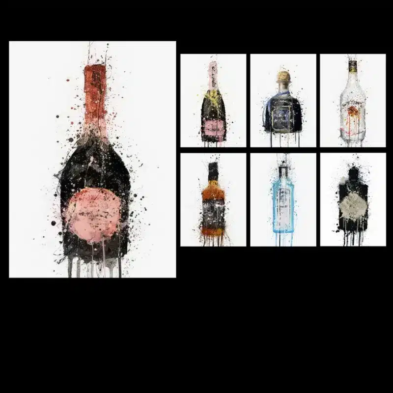 Wine Bottles Paintings Printed on Canvas