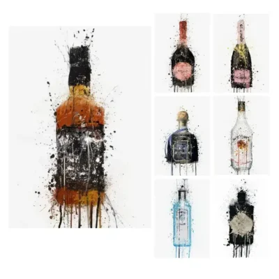 Wine Bottles Paintings Printed on Canvas