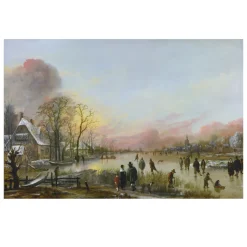Frozen River at Sunset by Aert van der Neer 1660