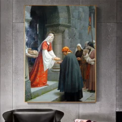 Charity of St. Elizabeth of Hungary by Frederic Leighton Printed on Canvas