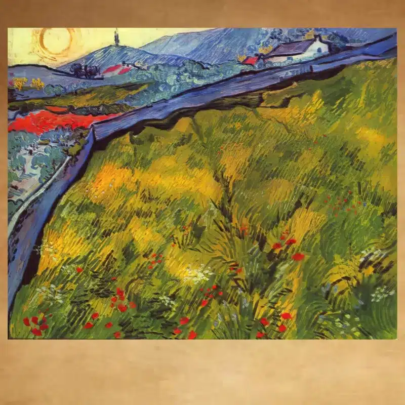 Enclosed Wheat Field with Rising Sun by Vincent van Gogh Printed on Canvas