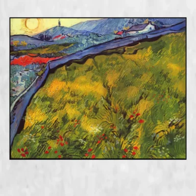 Enclosed Wheat Field with Rising Sun by Vincent van Gogh Printed on Canvas