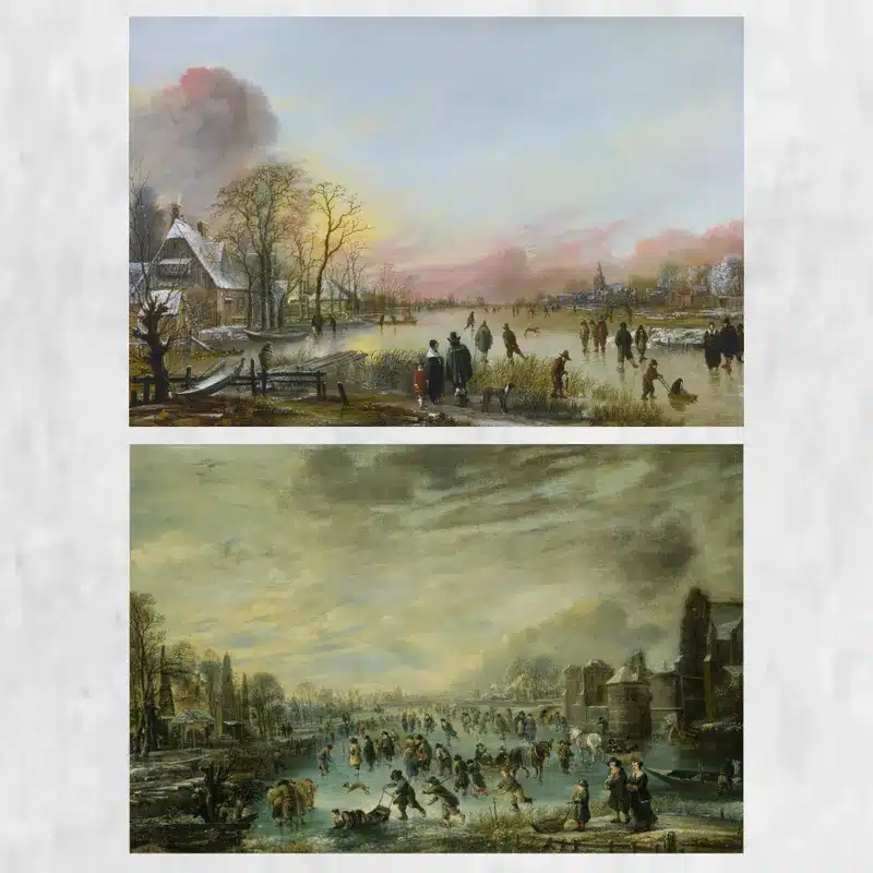 Frozen River and Winter Landscape by Aert van der Neer Printed on Canvas