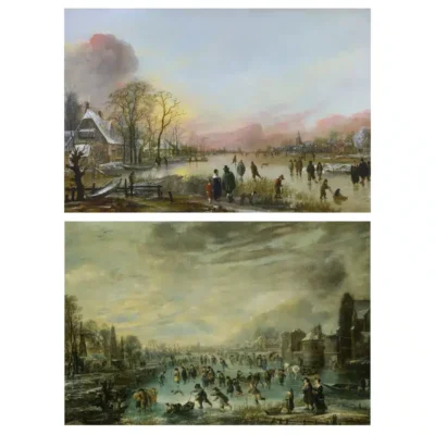 Frozen River and Winter Landscape by Aert van der Neer Printed on Canvas