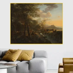 Italian Landscape with a Draughtsman by Jan Both Printed on Canvas