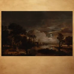 Moonlit Landscape with a View of the New Amstel River and Castle Kostverloren c.1649
