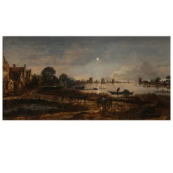 River View by Moonlight by Aert van der Neer c.1655