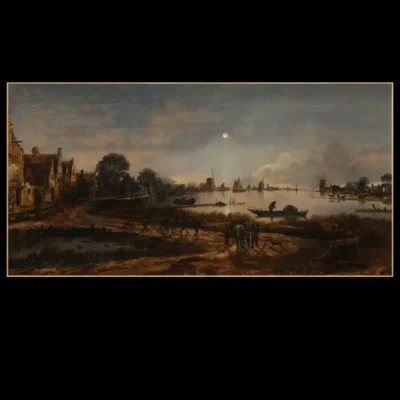 River View by Moonlight by Aert van der Neer c.1655