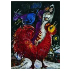 The Bride and Groom on Cock by Marc Chagall 1947