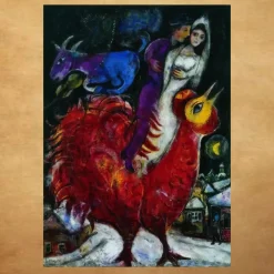 The Bride and Groom on Cock by Marc Chagall 1947