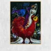 The Bride and Groom on Cock by Marc Chagall Printed on Canvas