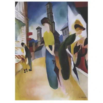 Two Women in Front of a Hat Shop by August Macke 1914