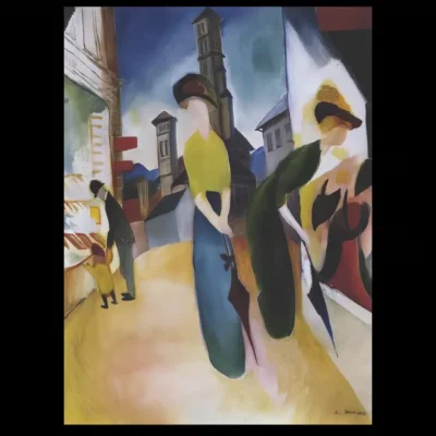 Two Women in Front of a Hat Shop by August Macke 1914