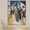 Two Women in Front of a Hat Shop by August Macke Printed on Canvas