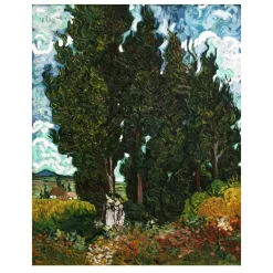Vincent van Gogh 1890 Cypress Trees With Two Female Figures