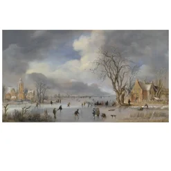 Winter Landscape with Skaters by Aert van der Neer 1642