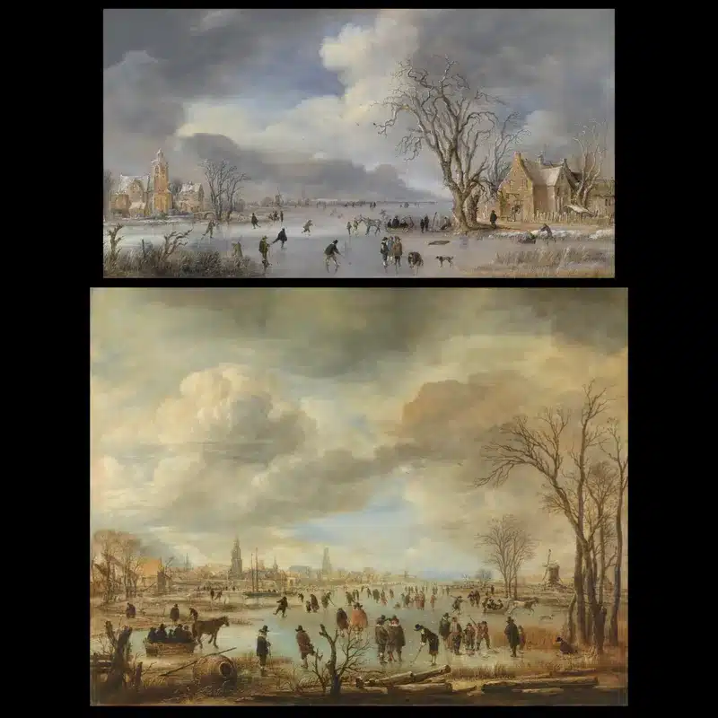 Winter Landscape with Skaters by Aert van der Neer Printed on Canvas