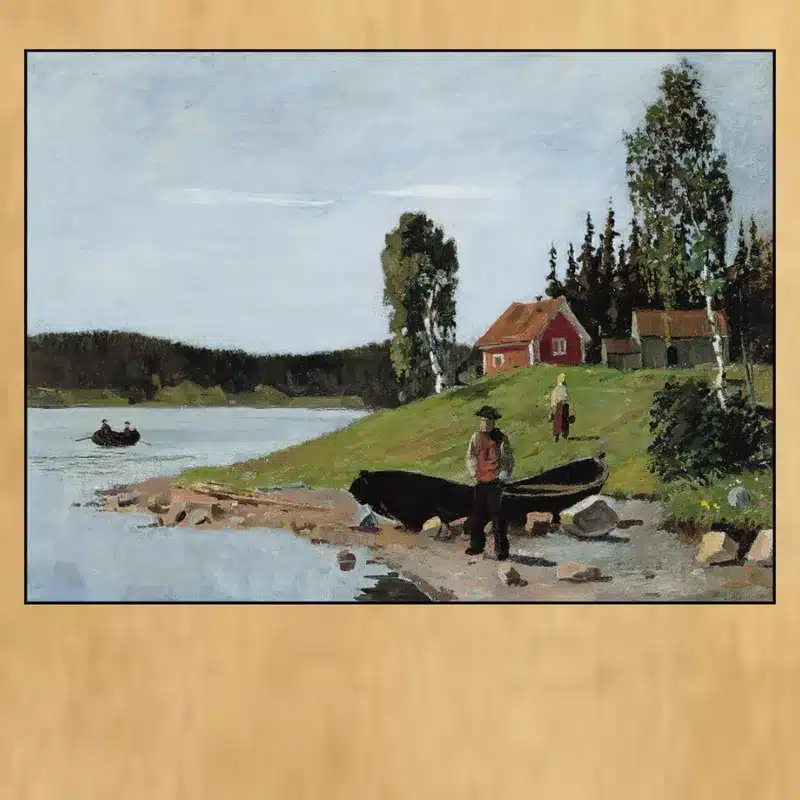 Bay with Boat and House by Edvard Munch Printed on Canvas
