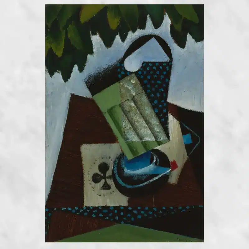 Glass and Playing Cards by Juan Gris Printed on Canvas