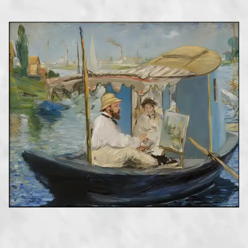 Monet in His Boat by Édouard Manet Printed on Canvas