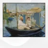 Monet in His Boat by Édouard Manet Printed on Canvas