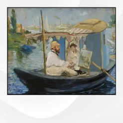 Monet in His Boat by Édouard Manet Printed on Canvas