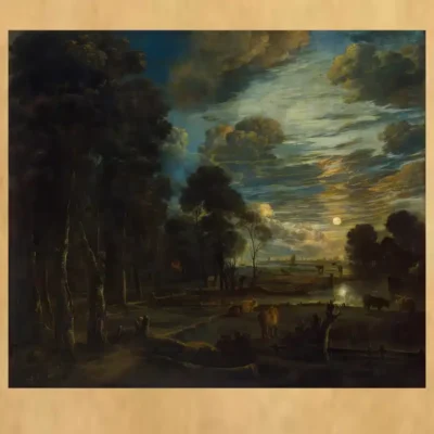 Night Landscape With a River by Aert van der Neer Printed on Canvas - Image 3